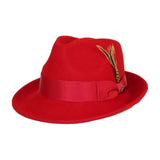 Men BENTLY HEADWEAR Hat Australian Wool Pinch Front Fedora HUDSON HU426 Red - J.Valintin Men's Wear Legend - 3334