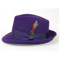 Men BENTLY HEADWEAR Hat Australian Wool Pinch Front Fedora HUDSON HU430 Purple - J.Valintin Men's Wear Legend - HU430 - Purple - S