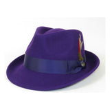 Men BENTLY HEADWEAR Hat Australian Wool Pinch Front Fedora HUDSON HU430 Purple - J.Valintin Men's Wear Legend - HU430 - Purple - S