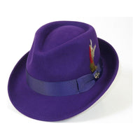 Men BENTLY HEADWEAR Hat Australian Wool Pinch Front Fedora HUDSON HU430 Purple - J.Valintin Men's Wear Legend - HU430 - Purple - S