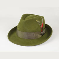 Men BENTLY HEADWEAR Hat Australian Wool Pinch Front Fedora Lite HU424 Olive - J.Valintin Men's Wear Legend - 20031