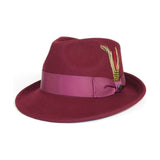 Men BENTLY HEADWEAR Hat Australian Wool Pinch Front Fedora Lite HU425 Burgundy - J.Valintin Men's Wear Legend - 24092