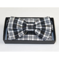 Men Bow Tie Hankie Set Formal Event For Tuxedo or Business Suit #BT6 Black Gray - J.Valintin Men's Wear Legend - 92506