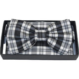 Men Bow Tie Hankie Set Formal Event For Tuxedo or Business Suit #BT6 Black Gray - J.Valintin Men's Wear Legend - 92506