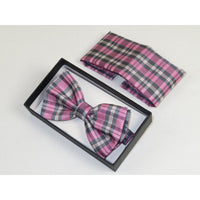 Men Bow Tie/Hankie Formal For Tuxedo or Business Suit #BT25 Pink Gray - J.Valintin Men's Wear Legend - 92525