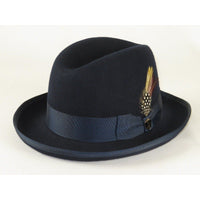 Men Bruno Capelo Dress Formal Hat Australian Wool Homburg Godfather GF102 Navy - J.Valintin Men's Wear Legend - Gf102 - Navy - S