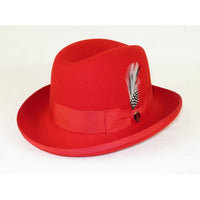 Men Bruno Capelo Dress Formal Hat Australian Wool Homburg Godfather GF105 Red - J.Valintin Men's Wear Legend - Gf105 - Red - S