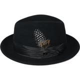 Men Bruno Capelo Dress Hat Australian Wool Crushable Fedora Giovani Un100 Black - J.Valintin Men's Wear Legend - Un100 - black - 2XL