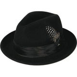 Men Bruno Capelo Dress Hat Australian Wool Crushable Fedora Giovani Un100 Black - J.Valintin Men's Wear Legend - 94542