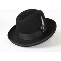 Men Bruno Capelo Dress Hat Australian Wool Homburg Godfather GF100 Black - J.Valintin Men's Wear Legend - 16377