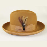 Men Bruno Capelo Dress Hat Australian Wool Homburg Godfather GF103 Camel Tan - J.Valintin Men's Wear Legend - 100295