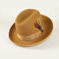 Men Bruno Capelo Dress Hat Australian Wool Homburg Godfather GF103 Camel Tan - J.Valintin Men's Wear Legend - 100295