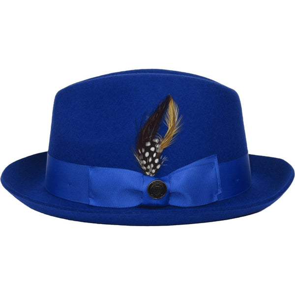 Men Bruno Capelo Fedora Hat Wool 100% Fine Australian Wool Marco MC924 Royal - J.Valintin Men's Wear Legend - MA924 - Royal - S