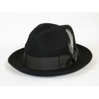 Men Bruno Capelo Fedora Hat Wool 100% Fine Australian Wool Marco MC940 Black - J.Valintin Men's Wear Legend - MC940 - Black - S