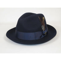 Men Bruno Capelo Fedora Hat Wool 100% Fine Australian Wool Marco MC941 Navy - J.Valintin Men's Wear Legend - MC941 - Navy - S