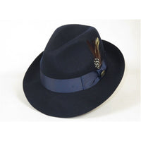 Men Bruno Capelo Fedora Hat Wool 100% Fine Australian Wool Marco MC941 Navy - J.Valintin Men's Wear Legend - MC941 - Navy - S