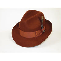 Men Bruno Capelo Fedora Hat Wool 100% Fine Australian Wool Marco MC943 Brandy - J.Valintin Men's Wear Legend - MC943 - Brandy - S