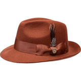 Men Bruno Capelo Fedora Hat Wool 100% Fine Australian Wool Marco MC943 Brandy - J.Valintin Men's Wear Legend - MC943 - Brandy - S