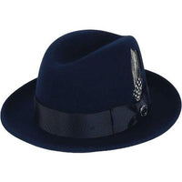 Men Bruno Capelo Hat Australian Wool Crushable Center Dent CHICAGO Ch302 Navy - J.Valintin Men's Wear Legend - CH302 - Navy - S