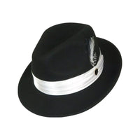 Men Bruno Capelo Hat Australian Wool Crushable Fedora Giovani Black White UN122 - J.Valintin Men's Wear Legend - 3343