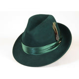 Men Bruno Capelo Hat Australian Wool Crushable Fedora Giovani Un116 Hunter Green - J.Valintin Men's Wear Legend - UN116 - Hunter - S