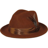 Men Bruno Capelo Hat Australian Wool Crushable Fedora Giovani UN125 Cognac Brown - J.Valintin Men's Wear Legend - 100287