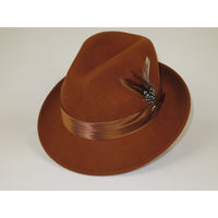 Men Bruno Capelo Hat Australian Wool Crushable Fedora Giovani UN125 Cognac Brown - J.Valintin Men's Wear Legend - 100287