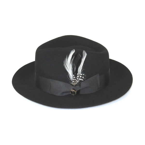 Men Bruno Capelo Hat Australian Wool Fedora Teardrop Crown Fabio FB220 Black - J.Valintin Men's Wear Legend - 73744