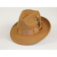 Men Bruno Capelo Hat Australian Wool Fedora Untouchable EXECUTIVE EX323 Camel - J.Valintin Men's Wear Legend - EX323 - Camel - S