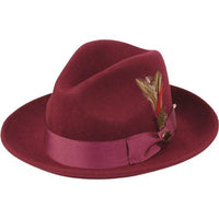 Men Bruno Capelo Hat Australian Wool Fedora Untouchable EXECUTIVE EX324 Burgundy - J.Valintin Men's Wear Legend - 16285