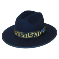 Men Bruno Capelo Hat Australian Wool Pinch Front Fedora Wesley WE974 Navy Gold - J.Valintin Men's Wear Legend - 3351