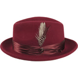 Men Bruno Capelo Hat Australian Wool soft Fedora Giovani Un104 Burgundy - J.Valintin Men's Wear Legend - UN104 - Burg - S