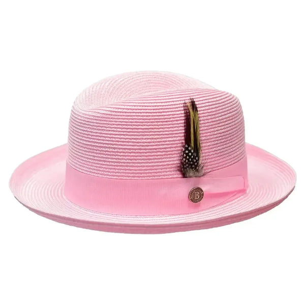 Men Bruno Capelo Summer Spring Soft Straw Style Hat Godfather GF210 Pink - J.Valintin Men's Wear Legend - GF210 - Pink - S