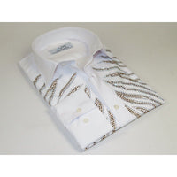 Men CEREMONIA Turkey Shirt 100% Cotton Fancy Rhine Stone #Roma 13 White Slim Fit - J.Valintin Men's Wear Legend - 101143