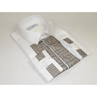 Men CEREMONIA Turkey Shirt 100% Cotton Fancy Rhine Stones #TSV 13 White Slim Fit - J.Valintin Men's Wear Legend - 101125