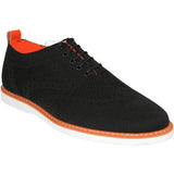 Men Comfort Casual Knit Fabric Wingtip Lace Sneaker Shoes #FRESHORT Black White - J.Valintin Men's Wear Legend - 100922