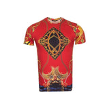 Men Crew T Shirt Makrom Turkey Medallion Chain Floral European 1217 - 417 Red New - J.Valintin Men's Wear Legend - 12556