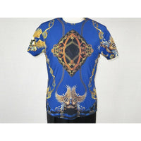 Men Crew T Shirt Makrom Turkey Medallion Chain Floral European 1217 - 421 Blue new - J.Valintin Men's Wear Legend - 12507