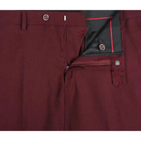 Men Flat Front Suit Separate Pants Slim Fit Soft Feel Slacks 201 - 8 Burgundy - J.Valintin Men's Wear Legend - 201 - 8 - Burg Pants - 30