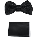 Men Formal Award Bow Tie Hankie Insomnia by Manzini Floral MZS303 Black Gold - J.Valintin Men's Wear Legend - 6904