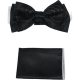 Men Formal Award Bow Tie Hankie Insomnia by Manzini Floral MZS303 Black Gold - J.Valintin Men's Wear Legend - 6904