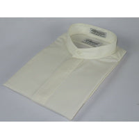 Men Formal pastor shirt Classix Banded Collar less Hidden Button Front M08 Ivory - J.Valintin Men's Wear Legend - 20095