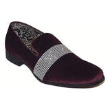 Men Formal shoes After midnight Velvet silver Crystal Slip on 6715 Burgundy new. - J.Valintin Men's Wear Legend - 75