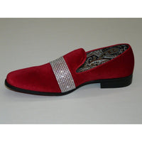 Men Formal shoes After midnight Velvet silver Crystal Slip on 6715 Red/Silver - J.Valintin Men's Wear Legend - 35