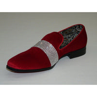 Men Formal shoes After midnight Velvet silver Crystal Slip on 6715 Red/Silver - J.Valintin Men's Wear Legend - 35