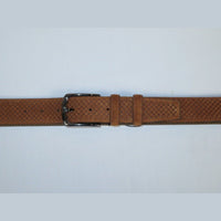 Men Genuine Basket weave Suede Soft Leather Belt PIERO ROSSI Turkey #1002 Cognac - J.Valintin Men's Wear Legend - 97254