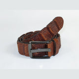 Men Genuine Leather Belt PIERO ROSSI Turkey Crocodile print Hand Stich 69 Cognac - J.Valintin Men's Wear Legend - 97461