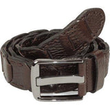 Men Genuine Leather Belt PIERO ROSSI Turkey Crocodile print Hand Stitch 69 Brown - J.Valintin Men's Wear Legend - 97479