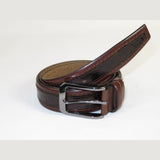 Men Genuine Leather Belt PIERO ROSSI Turkey Crocodile print Stitched 3071 Brown - J.Valintin Men's Wear Legend - 97407