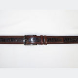 Men Genuine Leather Belt PIERO ROSSI Turkey Crocodile print Stitched 3071 Brown - J.Valintin Men's Wear Legend - 97407